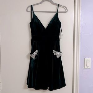 Jovani Green Velvet Homecoming Dress